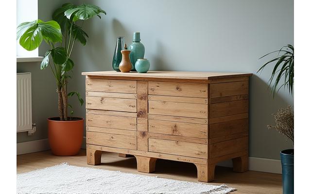 Stijlvol upcycled meubelstuk gemaakt van gerecycled hout
