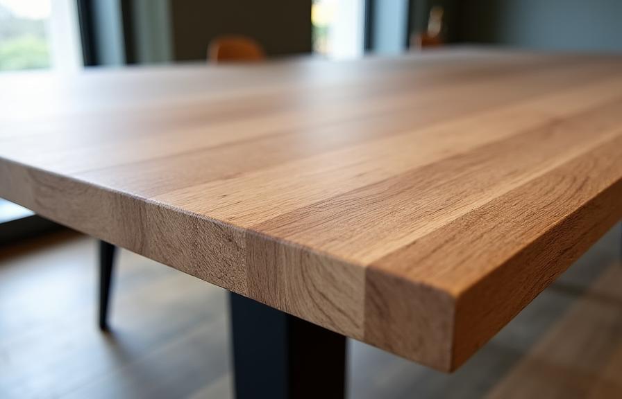 Maatwerk eettafel van massief eikenhout met stalen onderstel